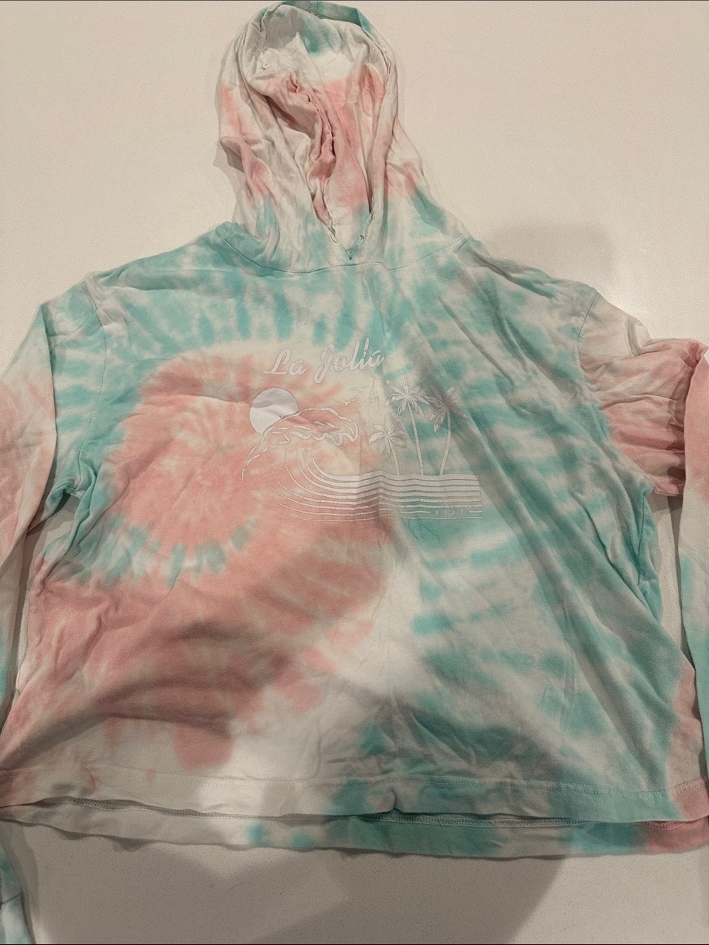 Roxy Pink & Teal La Jolla Tie-Dye Hooded Sweatshirt